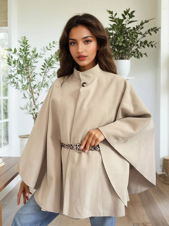 ZAFA PARIS - Wholesale Jacket - Women's - 58P7H17 Buttoned cape jacket with belt5