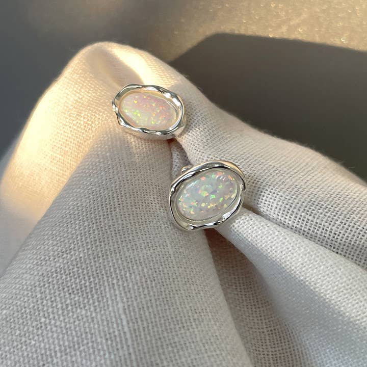 Brincos Oval Opala para Senhora por atacado de Fabula