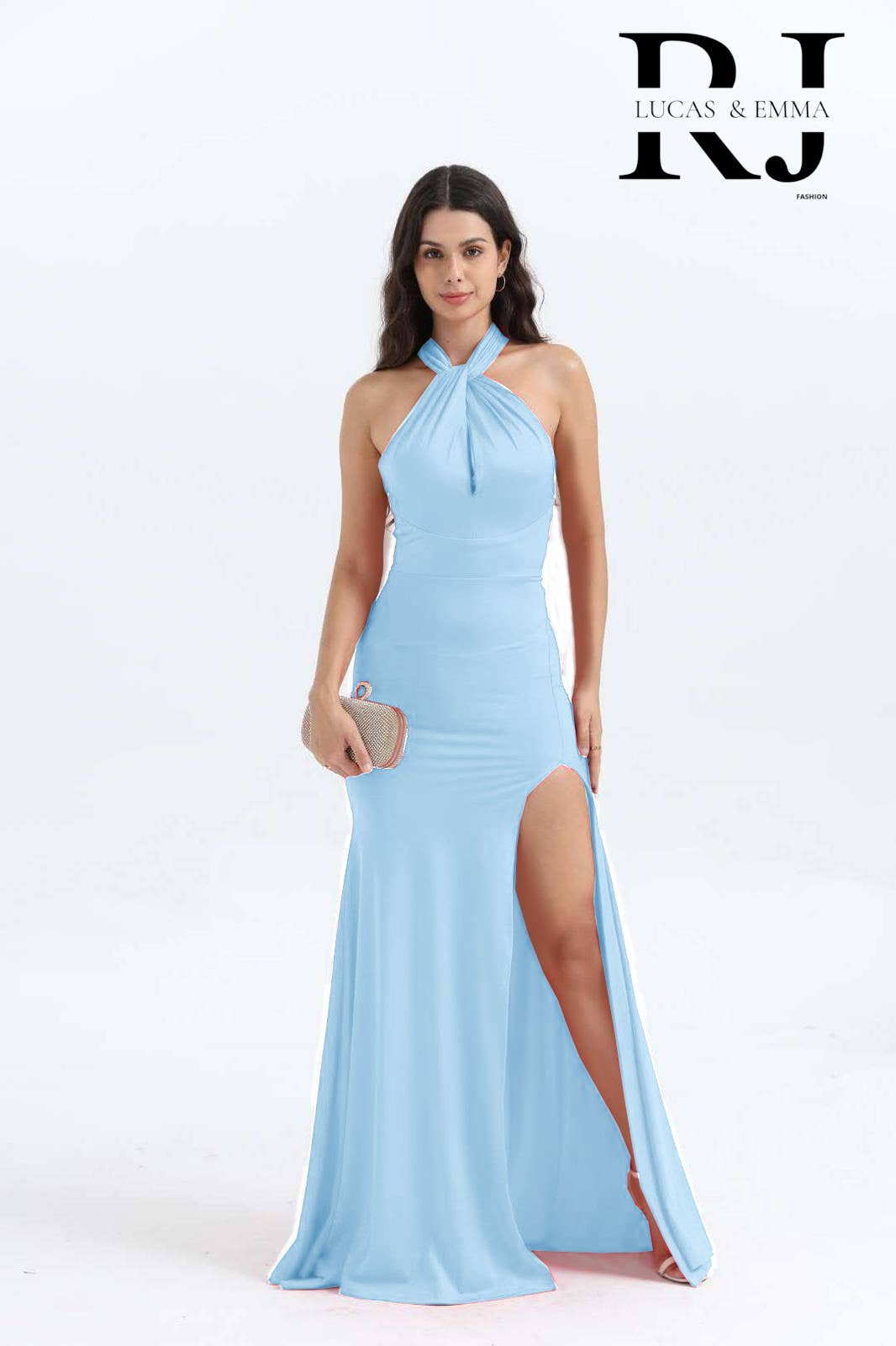 Lucas & Emma - Sarl RJ & co - Wholesale Gown - Women's - Long evening/cocktail dress with BALI collar 251244