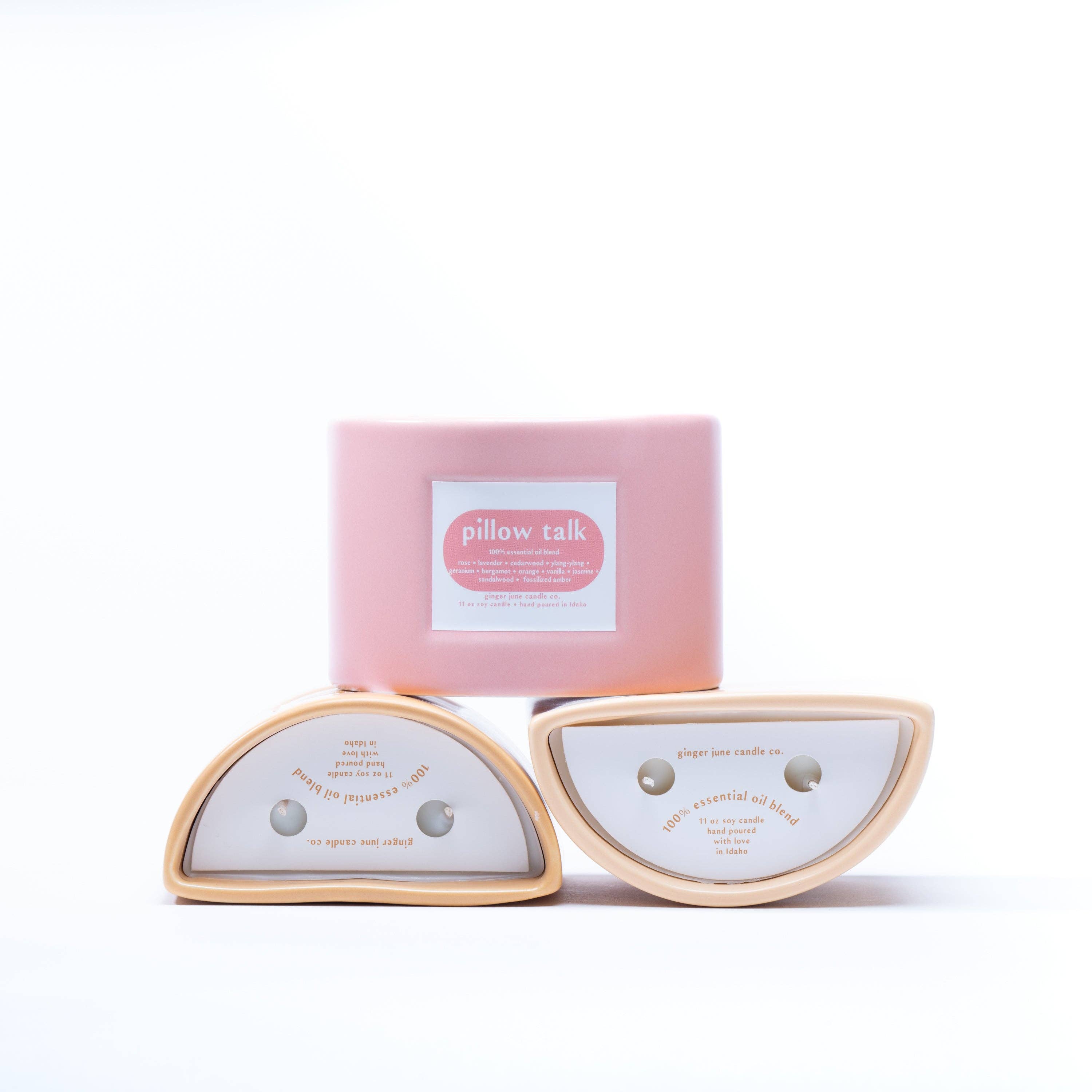 Ginger June Candle Co. - Venta al por mayor Velas en tarros - vela de media luna • 11 oz • 100% aceite esencial • 5 fragancias opti2