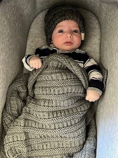 Funky Junque - Wholesale Deken - Kinderen en baby - Funky Junque Baby Deken - Ribgebreid (Heather Grijs)4