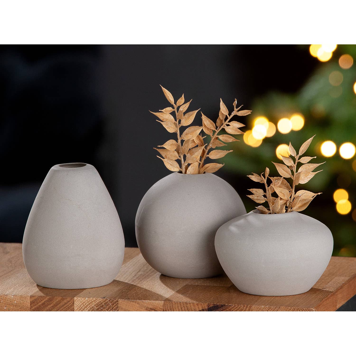 Gilde Handwerk Macrander GmbH & Co. KG – Vaso por atacado – Vaso cerâmico 'Milo' cinza sortido1