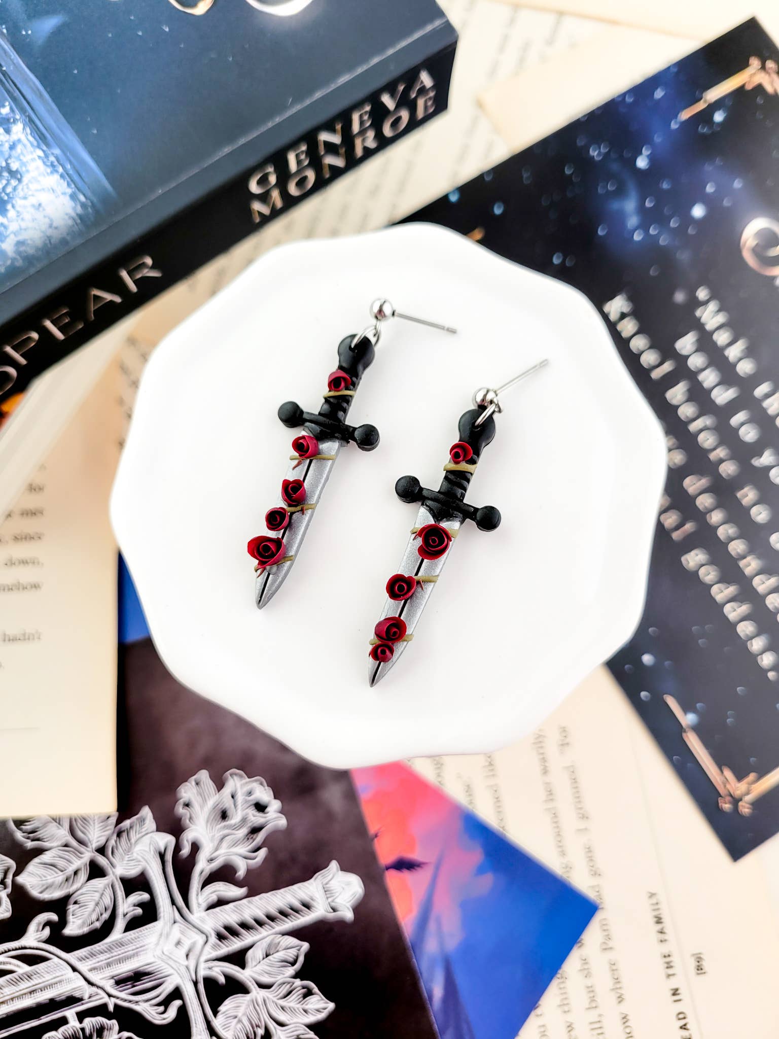 Midnight Narrative - Wholesale Dangle Earrings - Rose Sword Earrings