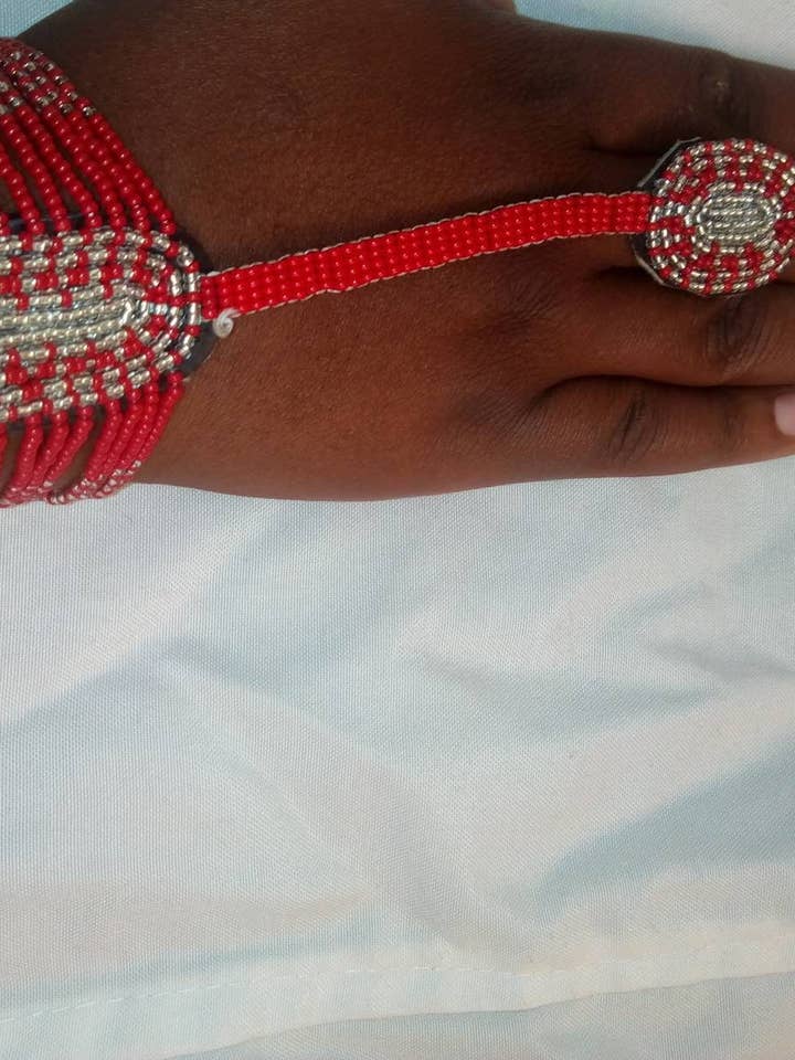 Pulsera de cuentas rojas y plateadas con anillo y envío gratis para venta al por mayor de Delight merchants