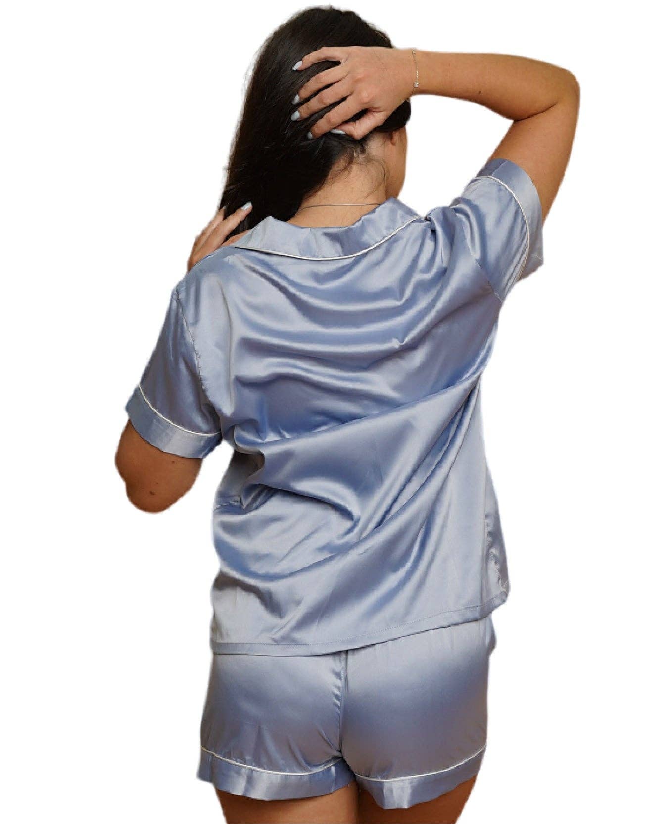 Taniri - Wholesale Sleepwear Set - Women's - ASHLEY SHORT MATTE SATIN PAJAMAS8