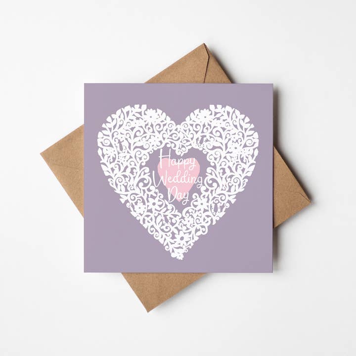 Designs by flo - Wholesale Wedding Card - Priodas Hapus/Happy Wedding Day Heart1