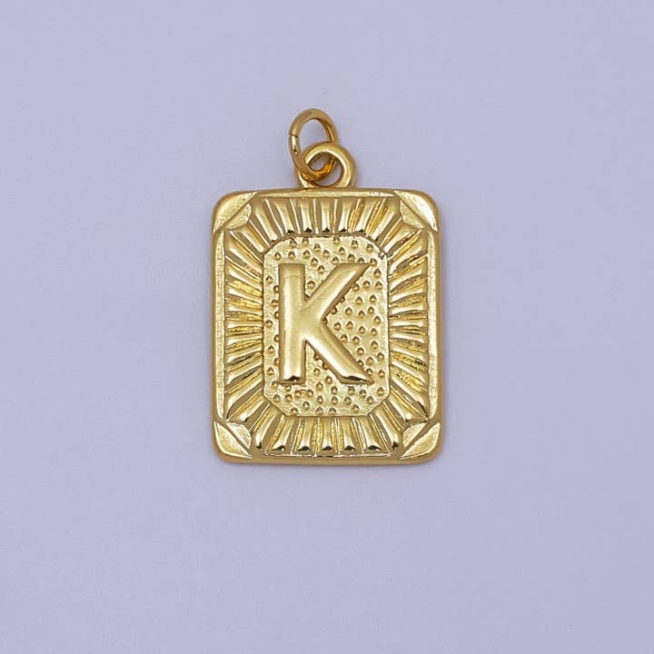 Aim Eternal - Wholesale Individual Charm/Pendant - 24k Gold Filled Initial Tag Letter Charm A - Z Alphabet Letter Tile Charm Pendant Personalized Charm for Designer Inspired Necklace Jewelry Making A716~A72810