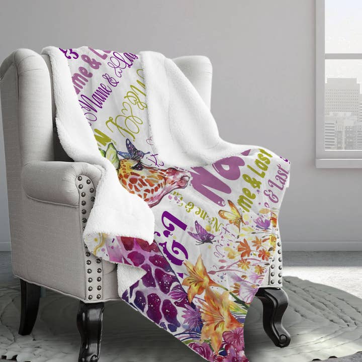 Giraffe Girls Sherpa Blanket for wholesale by B2U Decor