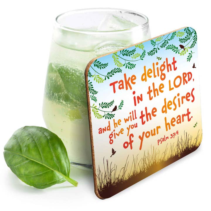 Just Cards Direct - Wholesale Coasters - Take Delight in the Lord - Christian Coaster
