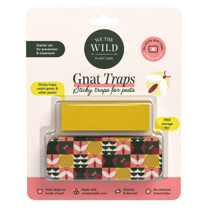 Gnat Sticky Traps with Tin Box 16 pk for wholesale by We The Wild Plant Care USA
