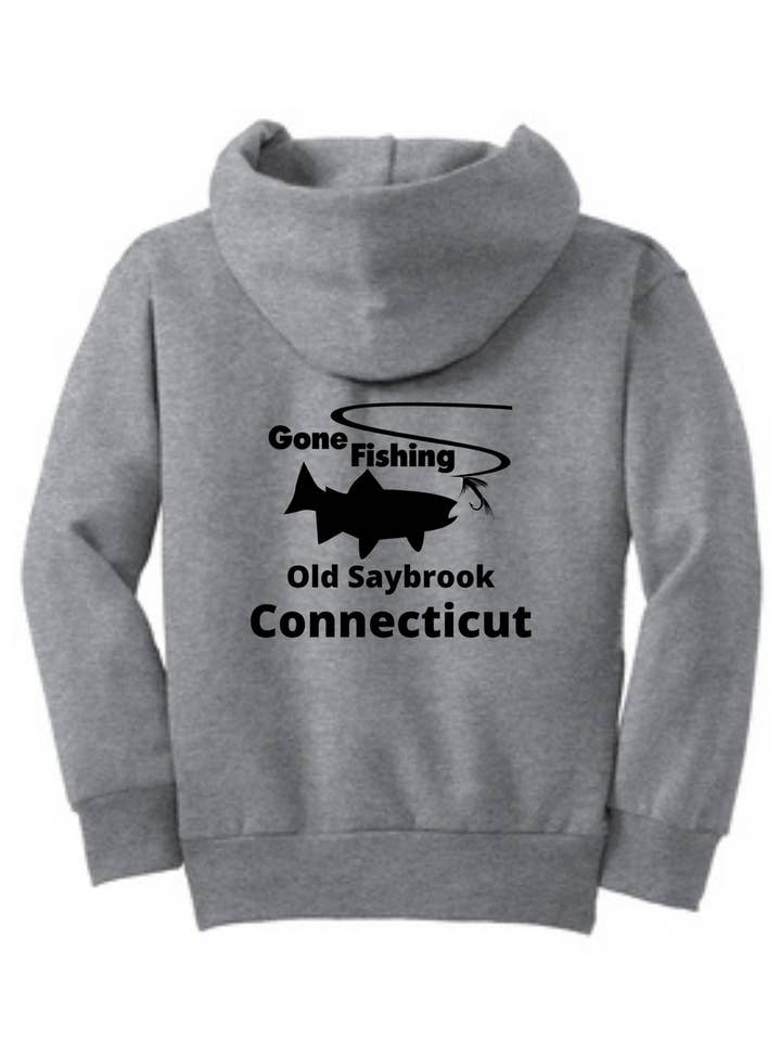 Outdoorable Apparel - Vente Sweat à capuche – enfant - Sweat à capuche personnalisé Old Saybrook Zipup Gone Fishing1