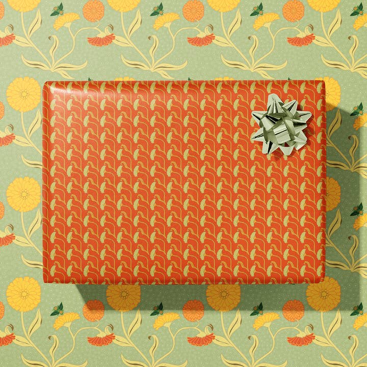 re:mused studio - Wholesale Flat Wrap - Calendula Gift Wrap Sheet-Double Sided0