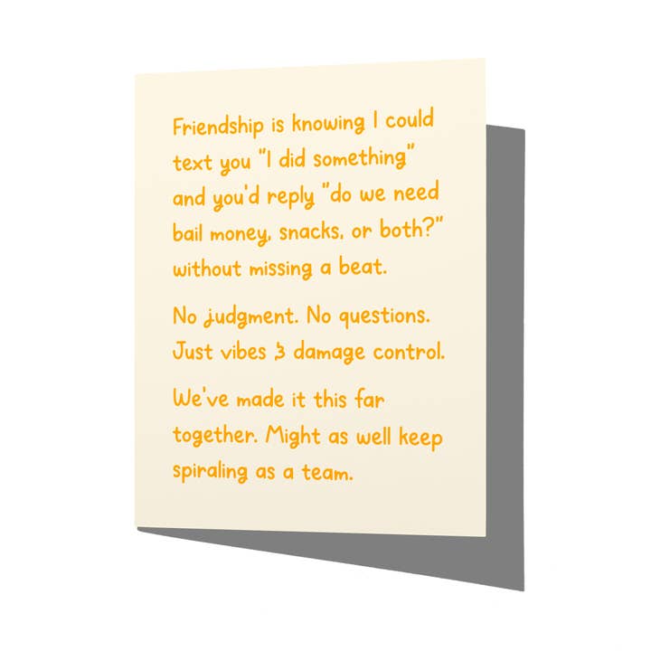 Bail Money Funny Friendship Greeting Card for wholesale by La Folie Press