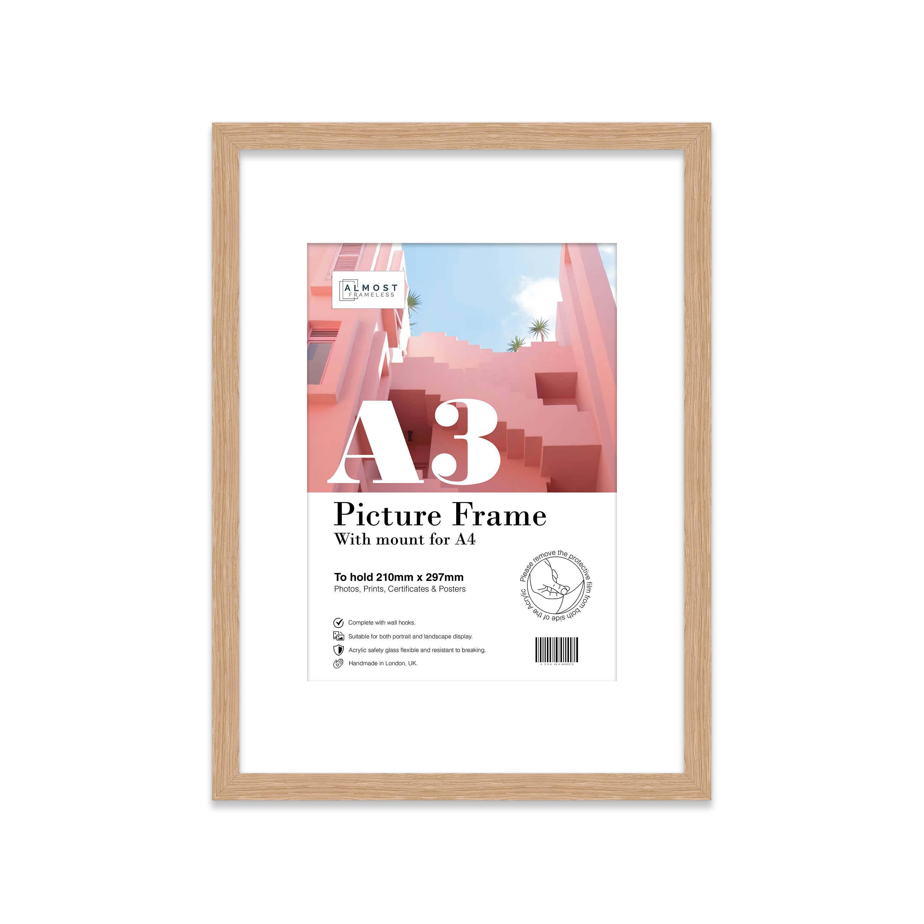 WholesaleFrames.co.uk – wholesale Picture frame – Oak A3 Picture Frame With mount for A4