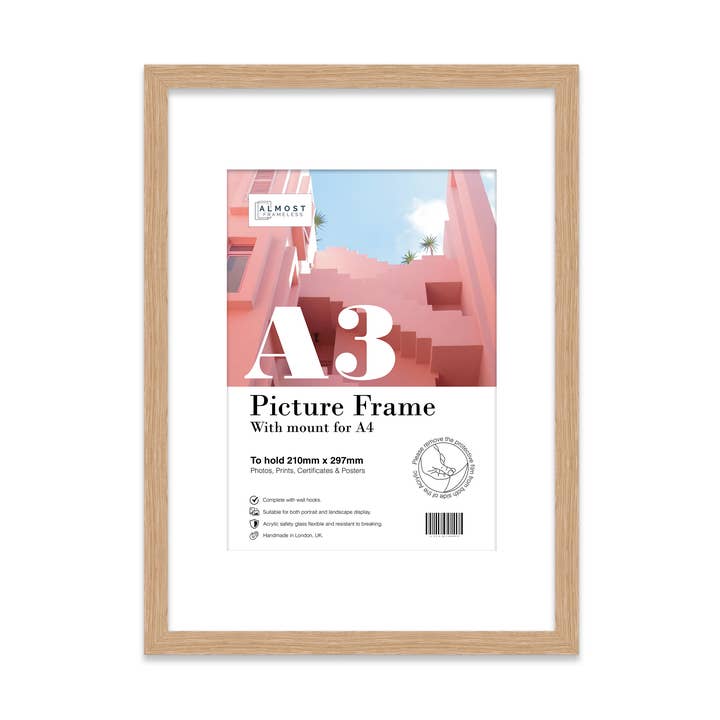 Oak A3 Picture Frame With mount for A4 for wholesale by WholesaleFrames.co.uk
