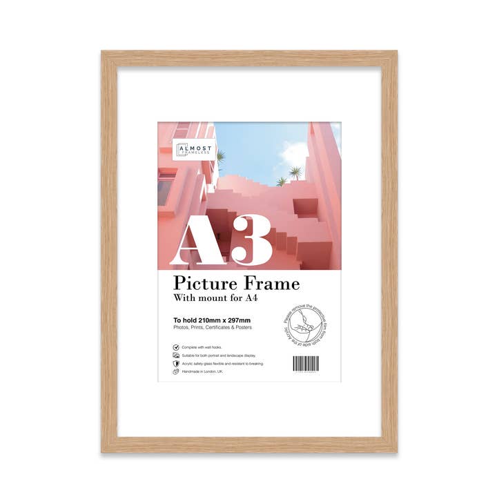 Oak A3 Picture Frame With mount for A4 and other Purchase wholesale a3 frames. Free returns & net 60 terms on Faire trending on Faire.
