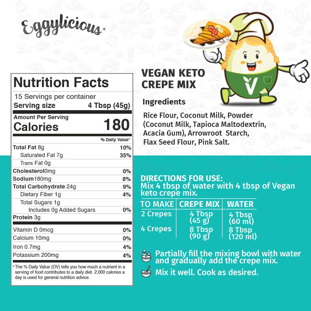 Granary Mart – Preparado de panqueca por atacado – Mistura Vegana Keto para Crepe Eggylicious - 680 g4