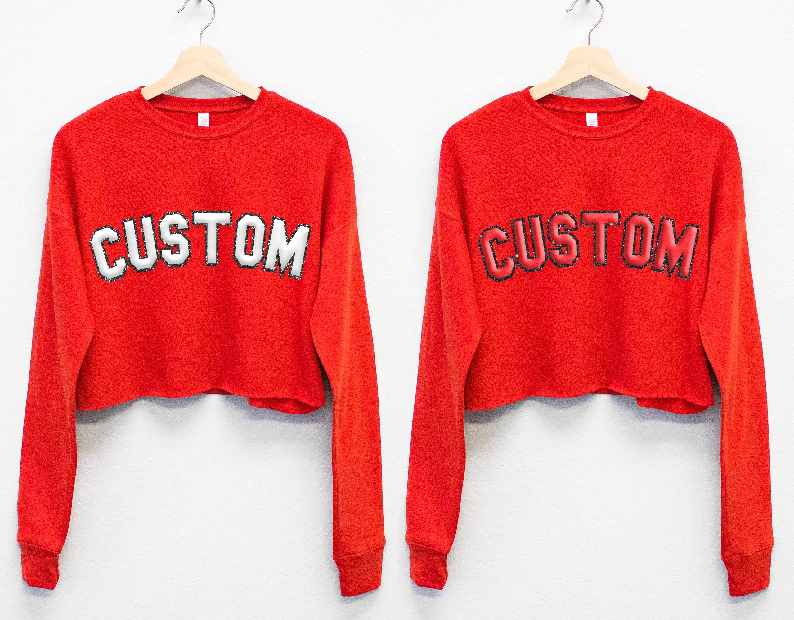 Nobullwoman Apparel - Wholesale Graphic Sweatshirt - Women's - CUSTOM Embossed BLOCK Puff Print & GLITTER Crop Sweatshirt4