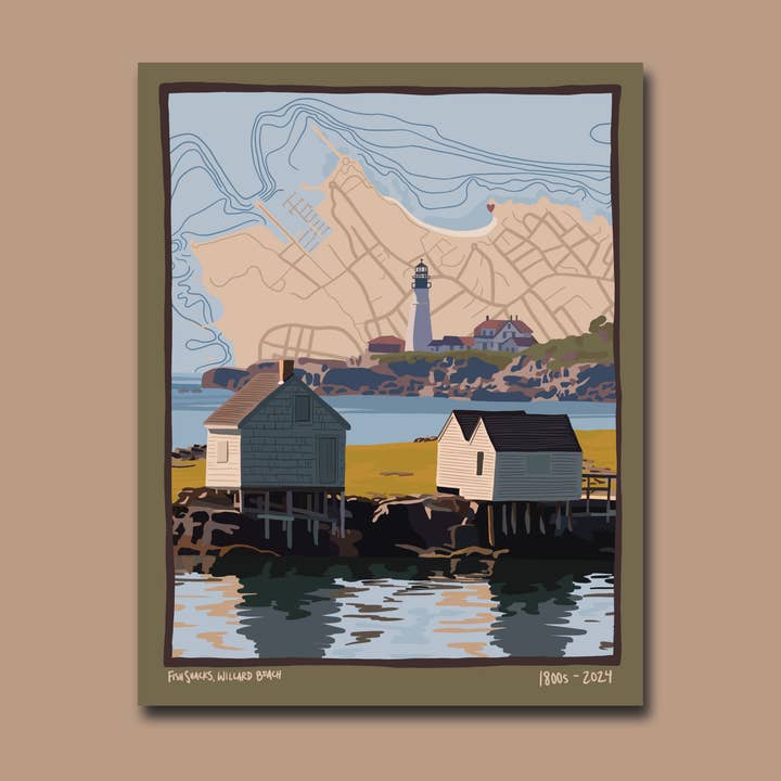 Fish Shacks Print for wholesale by Abby Clark Creative