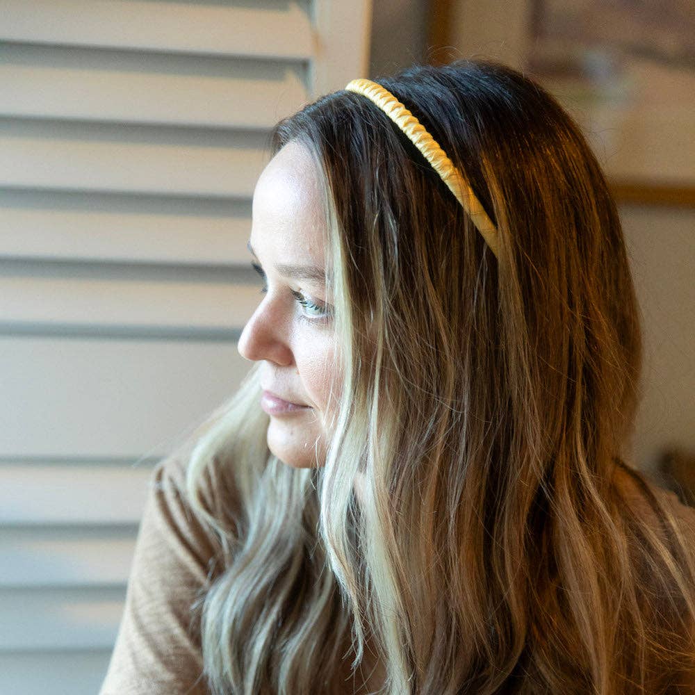 Headbands of Hope | One Purchased One Donated - Wholesale Haarband - Dames - Dunne Solide Haarband - Geel |Tanden Kam Antislip Haarband9