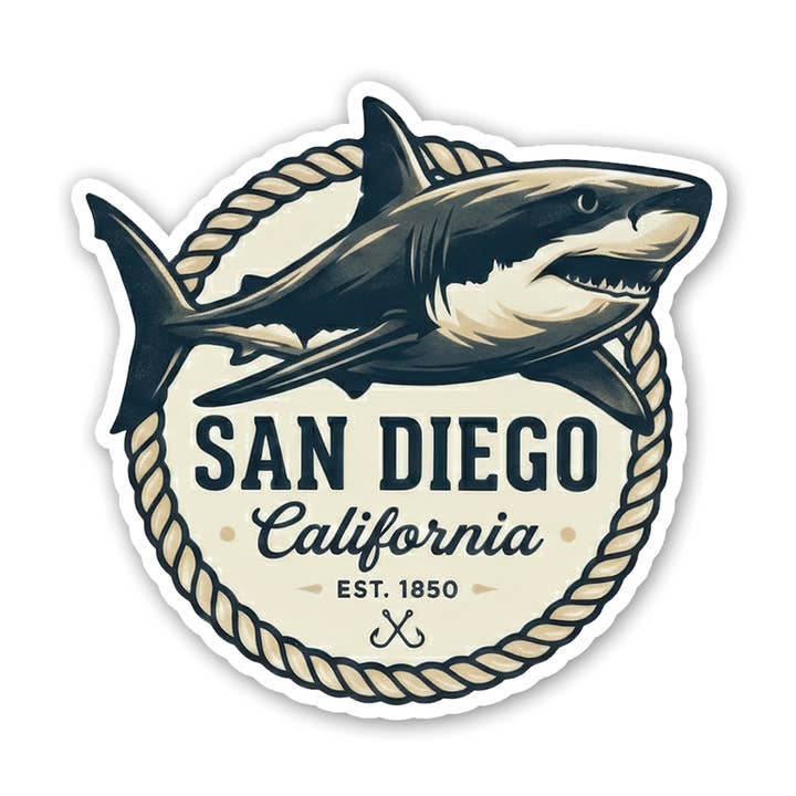 San Diego Shark Crest sticker for wholesale by Sticker Atlas