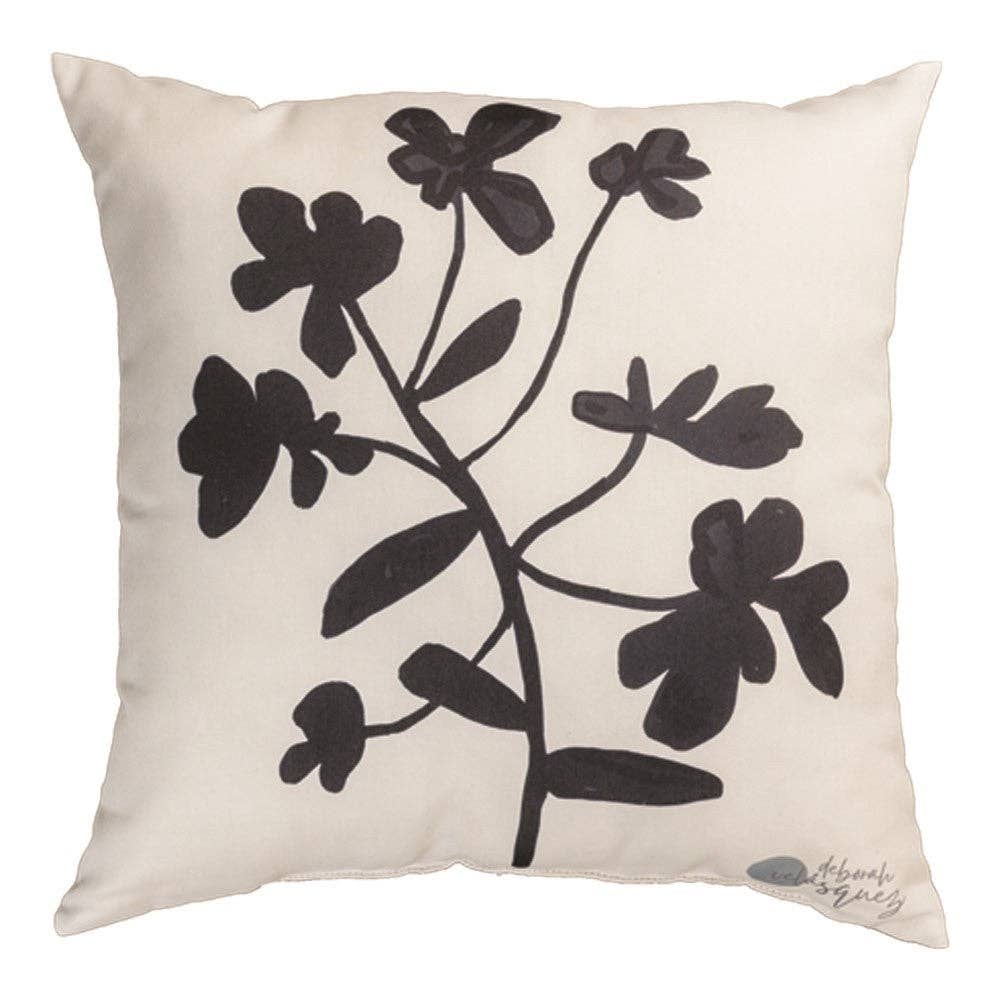 Manual Woodworkers and Weavers, Inc. - Wholesale Throw/Decorative Pillow - Black And White Floral 18 Climaweave Pillow2