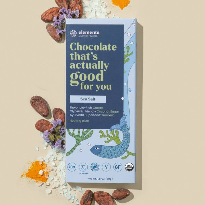 Sea Salt 70% mørk chokolade for engroshandel hos Elements Truffles