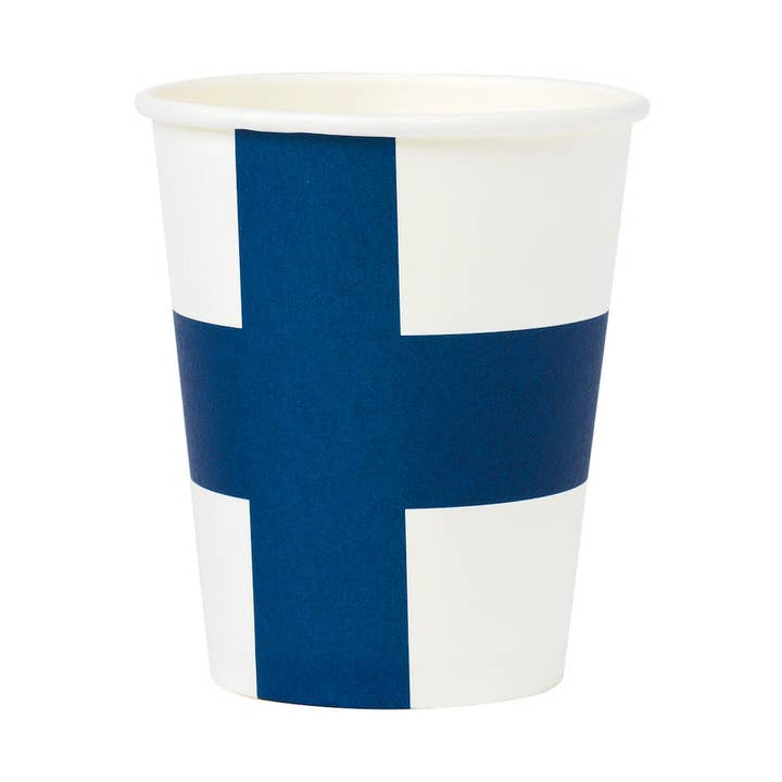 Paper cups 250ml, 8pcs, Finnish flag for wholesale by Designhouse95