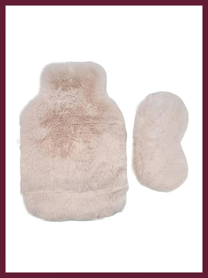 Conjunto de Bolsa de Água Quente e Máscara de Olhos em Pêlo Sintético em Creme por atacado de NOOKI DESIGN LTD