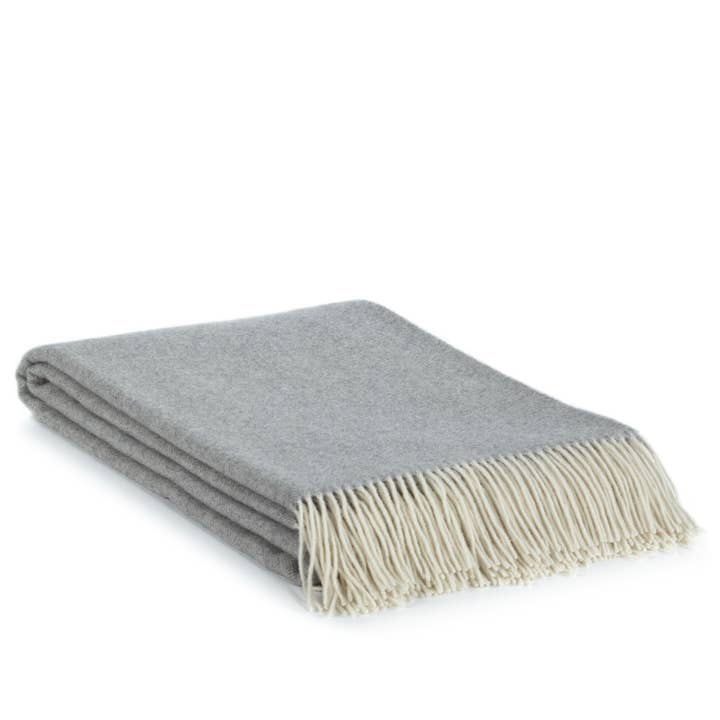 Merino/cashmere Throw Blanket MILANO - light grey for wholesale by MoST