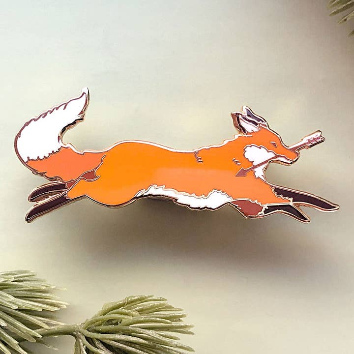 Alum and Ink - Wholesale Lapel Pin/Button - Red Fox Thief Enamel Pin6