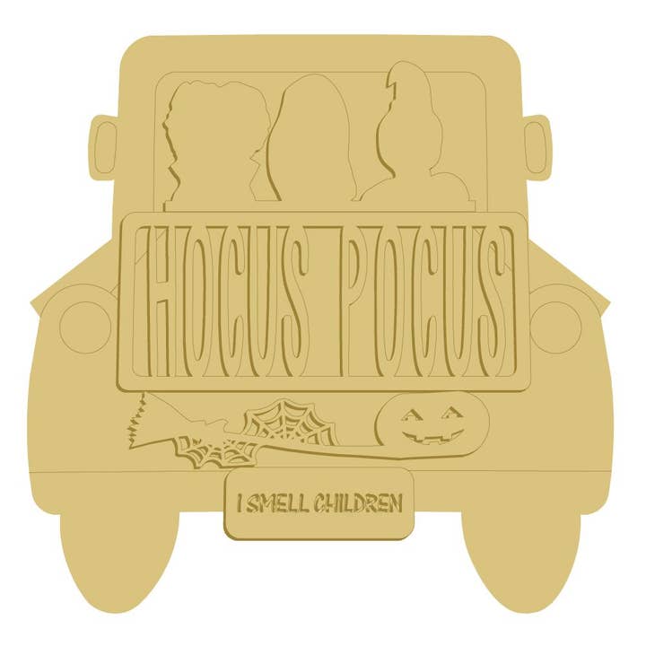 Découpe en bois inachevée pour camion Hocus Pocus 3D Style 1 pour la vente par Diverse Woodworking