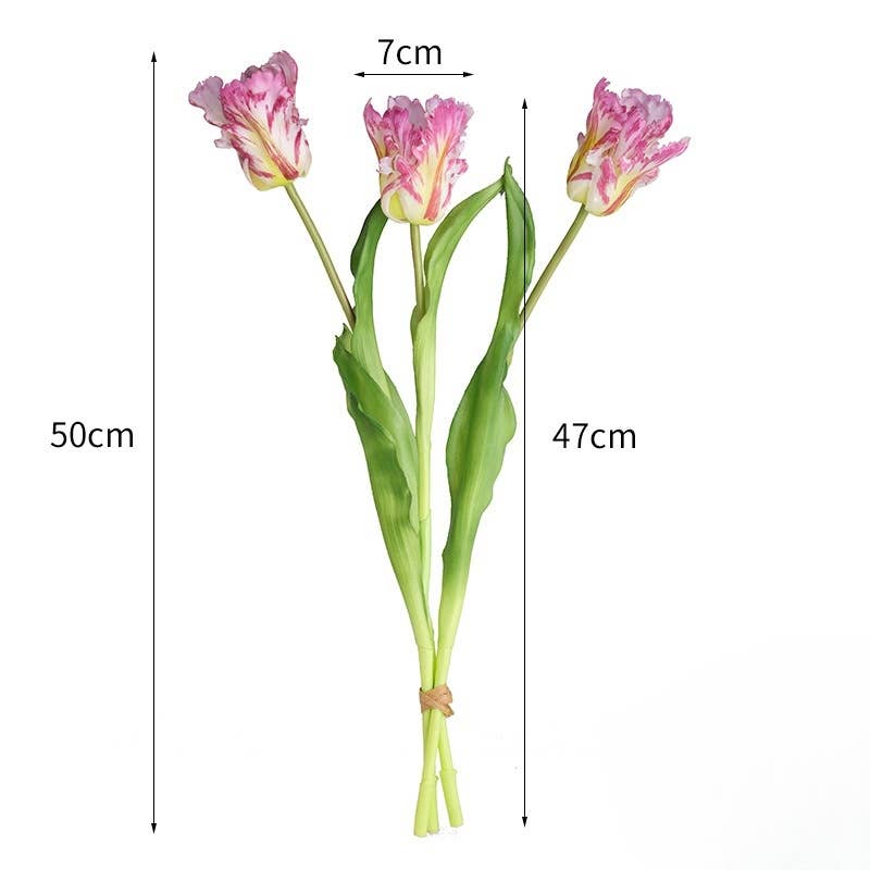 ACNITE(We cover U.S. import duties) - Wholesale Artificial Flowers - 3 flowers  artificial tulips bunch real touch Parrot tulips11