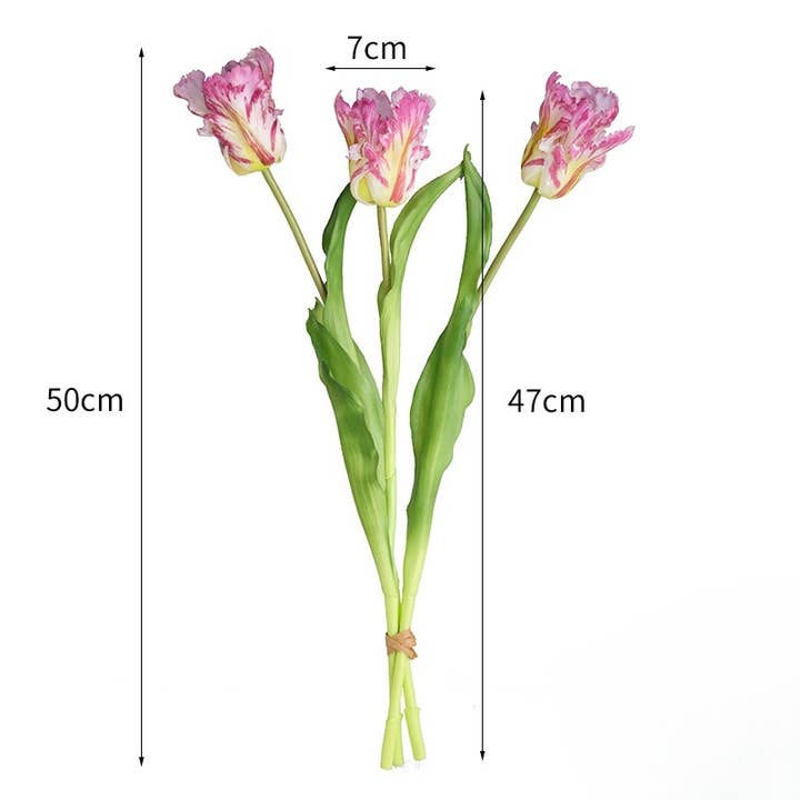 ACNITE(We cover U.S. import duties) - Wholesale Artificial Flowers - 3 flowers artificial tulips bunch real touch Parrot tulips11