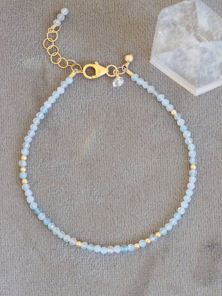 Aquamarine Charm Bracelet for wholesale by Mickey Lynn