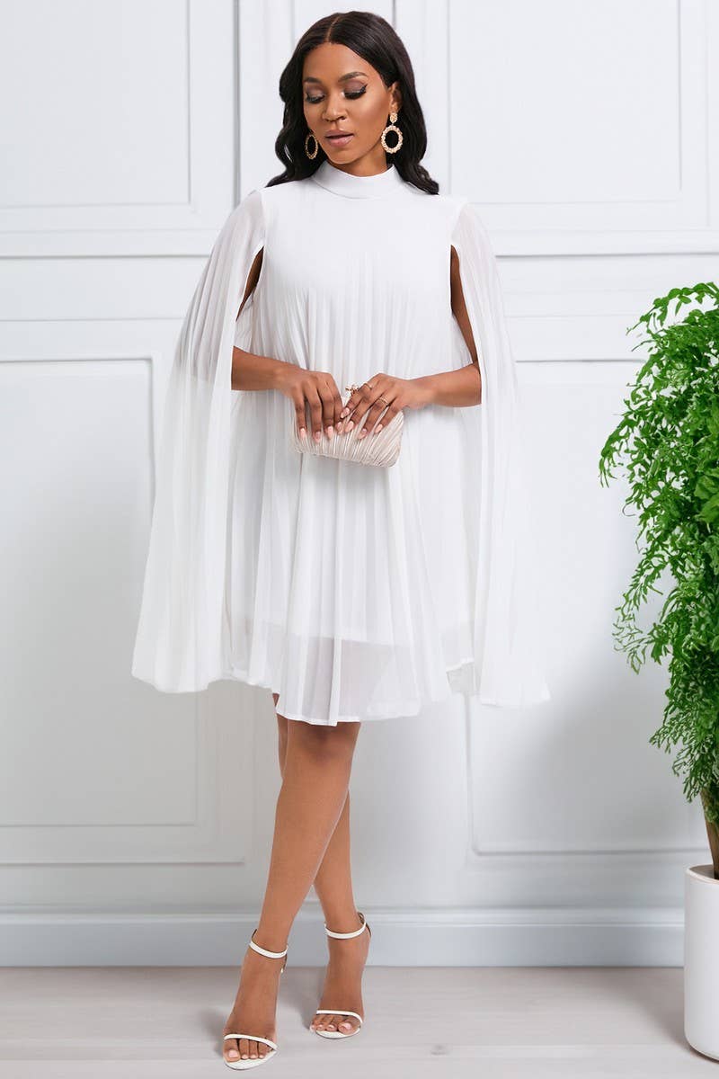 NINEXIS - Wholesale Dress - Women's - CWDSD3577_PLUS SIZE PULLOVER CAPE SHORT DRESS1