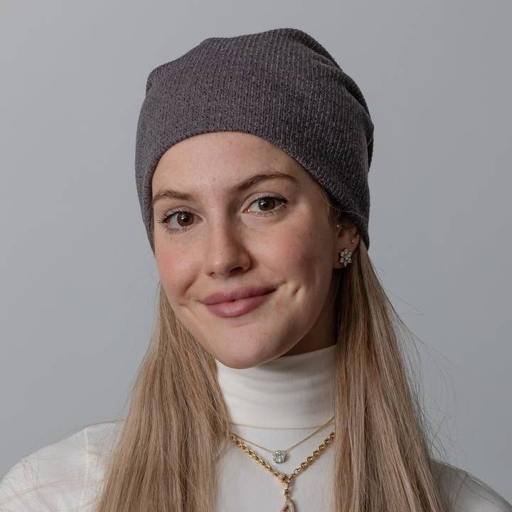 Charcoal Heathered Knit Beanie for wholesale by VALERI