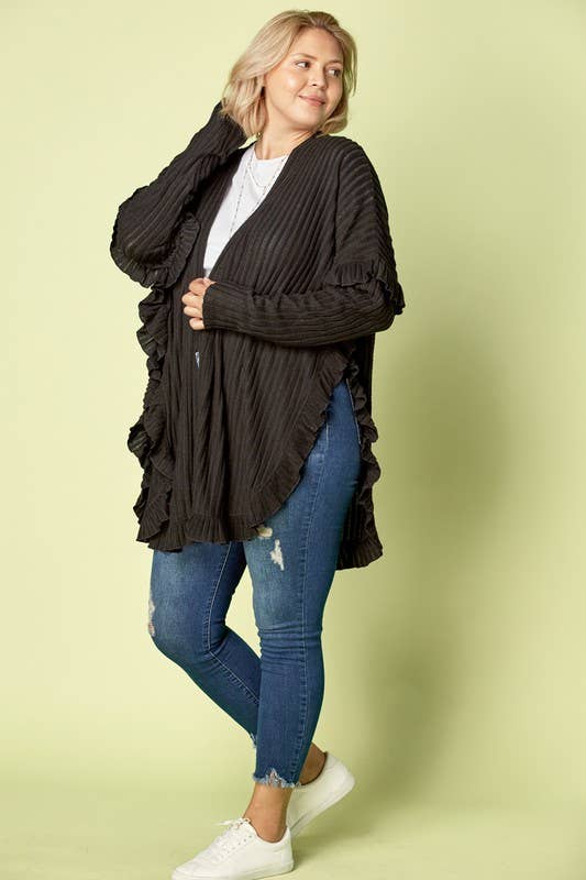 Doe and Rae – Cardigan - Mulher por atacado – Casaco Bainha com Folhos - 9783JPL0