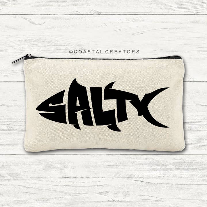"Salty Fish" Multi-Purpose Canvas Storage Pouch for wholesale by Coastal Creators of Connecticut