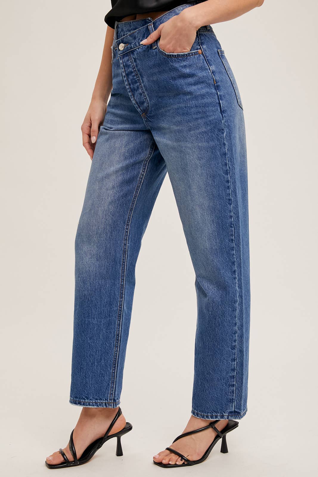 Bluivy - Wholesale Jeans - Women's - DENIM ASYMMETRICAL WAIST STRAIGHT LEG JEANS10
