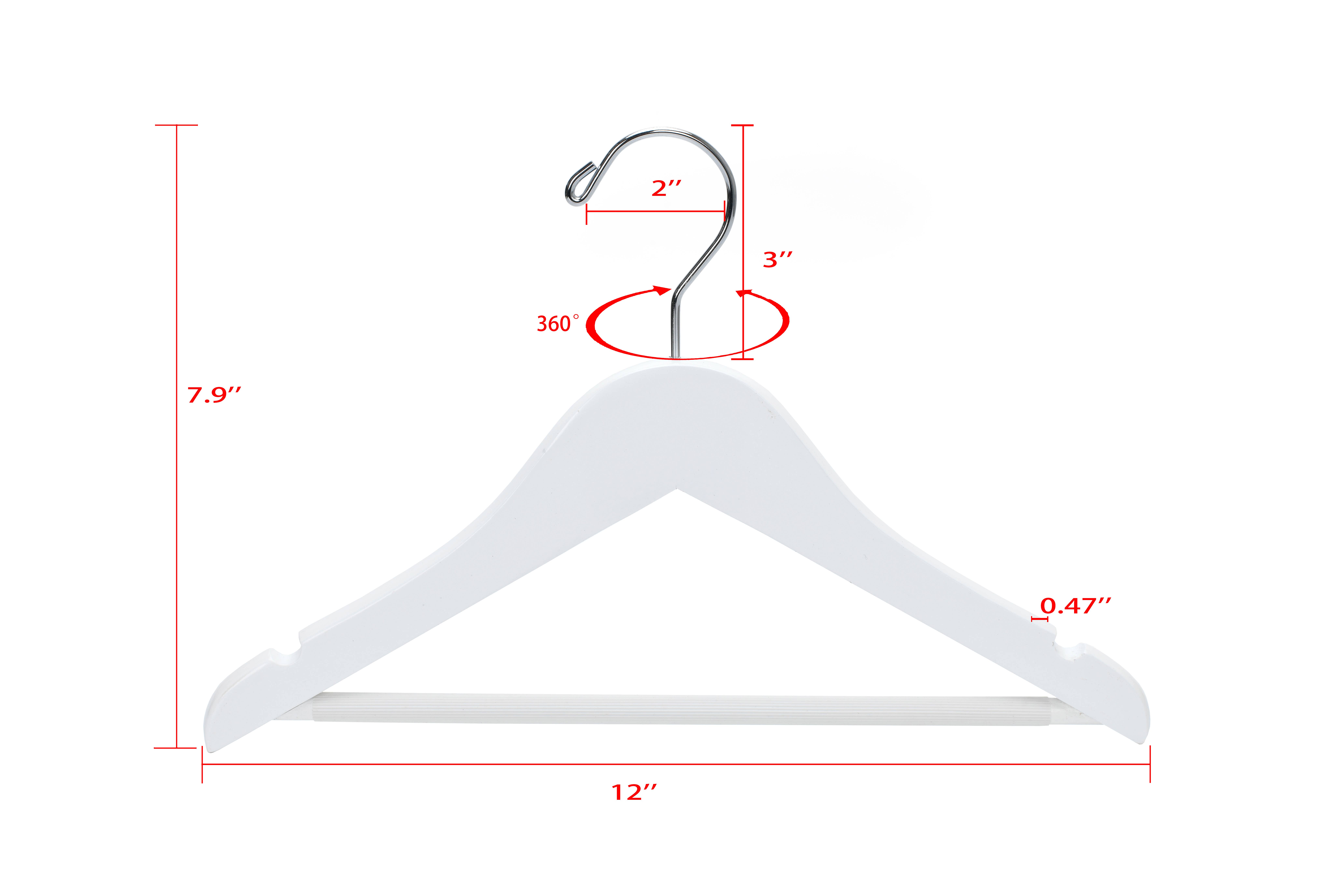 Quality Hangers - Venta al por mayor Percha para la ropa - Perchas de madera para niños de 30 cm con barra, 80 unidades blancas5