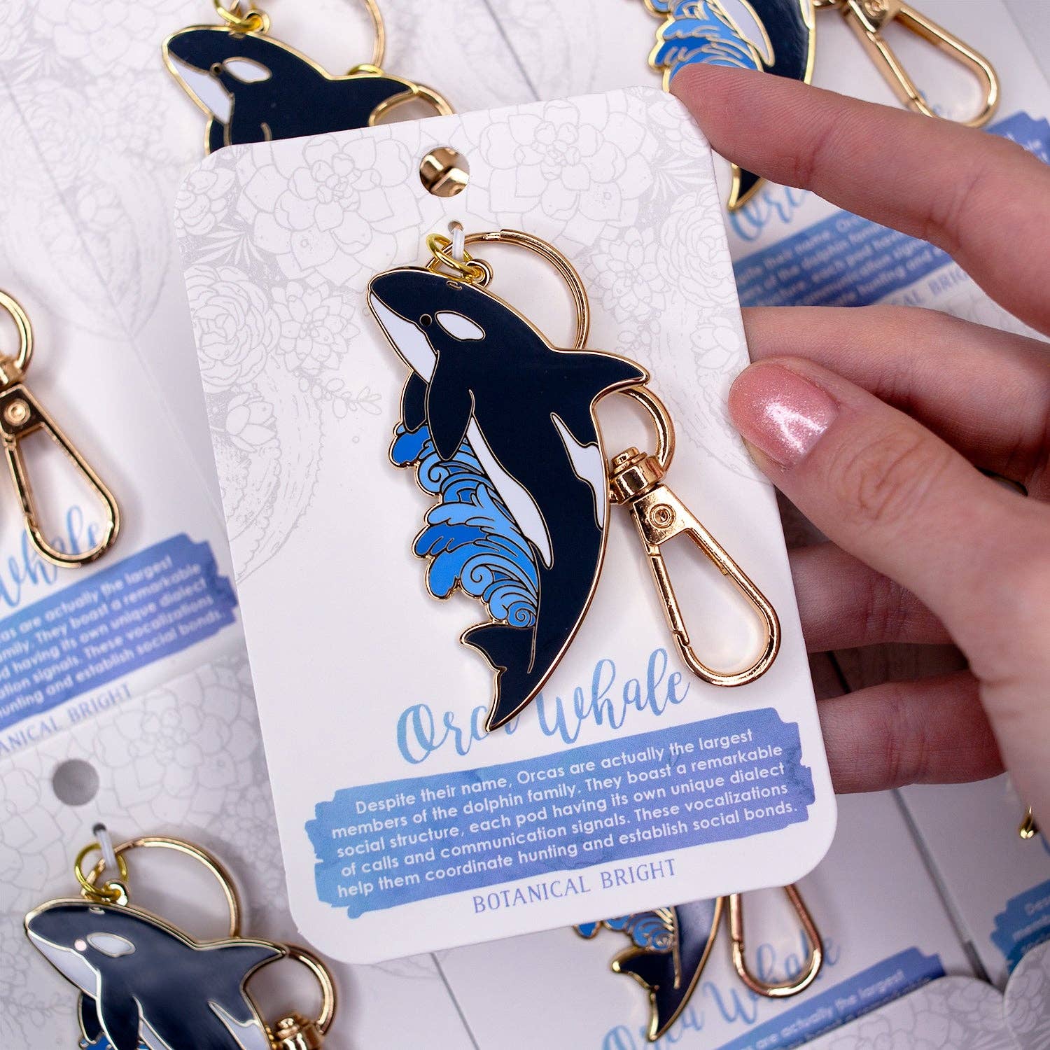Botanical Bright - Wholesale Keychain - Unisex - Orca Whale Enamel Keychain1
