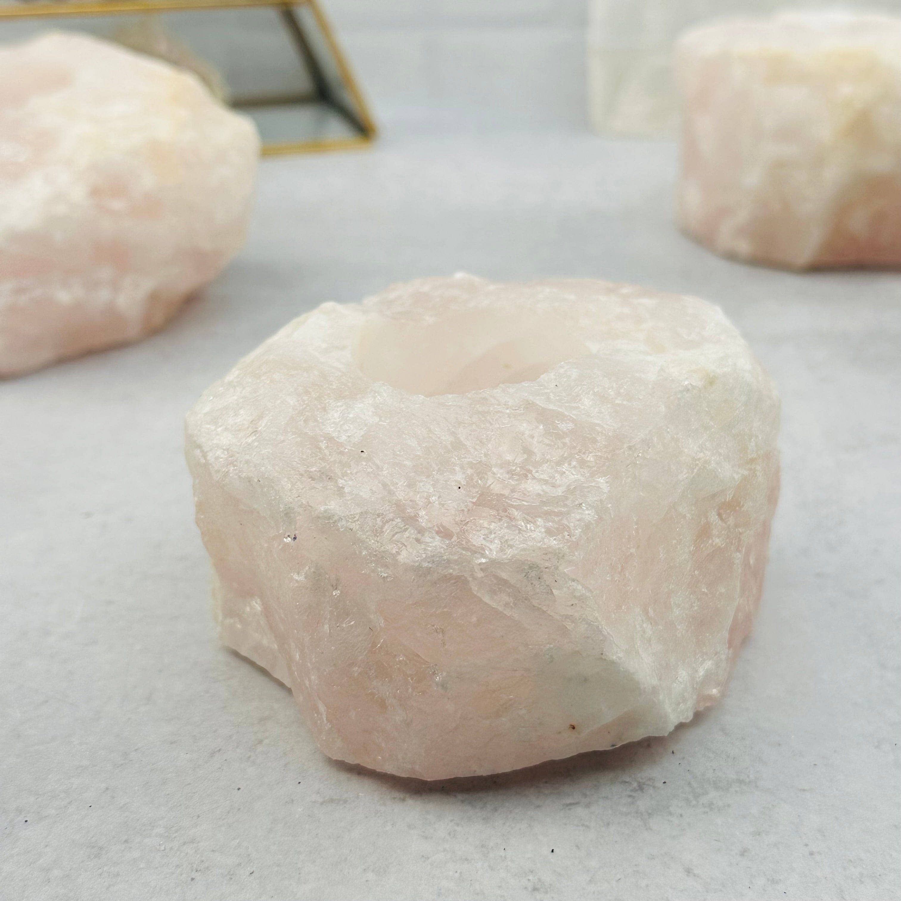 Rock Paradise - Wholesale Candle Holder - Rose Quartz "B" Grade Crystal Candle Holder6