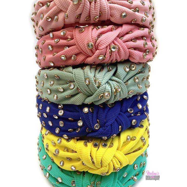 Rhinestone topknot hoofdbanden voor wholesale door Melina's Bowtique