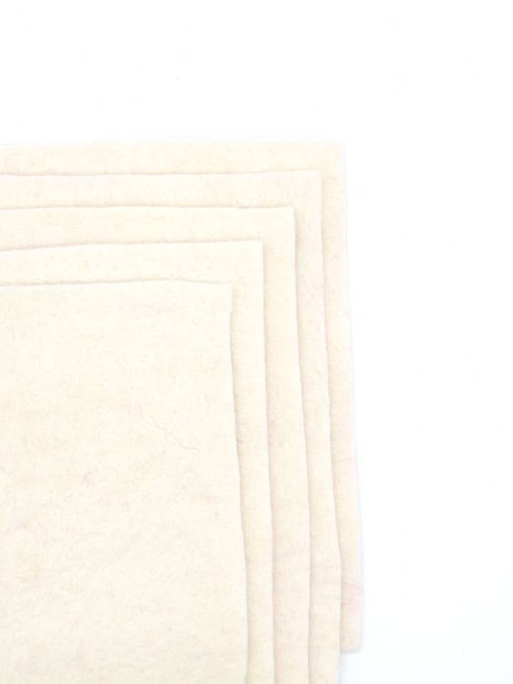 White Felt sheets, Set of 5 for wholesale by Woollyfelt
