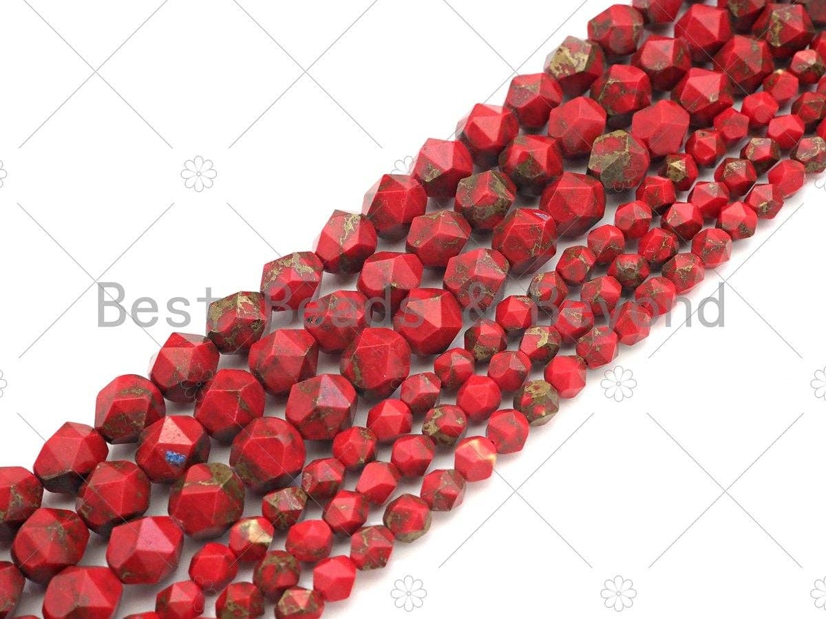 BestBeads&Beyond - Vente Perle - Perles rondes taille diamant jaspe impérial rouge doré, Jaspe impérial 6 mm/8 mm/10 mm, brin complet de 15,5 «, Sku #U11381