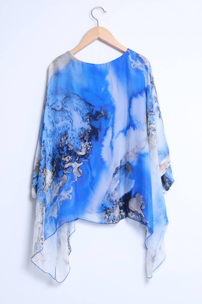 Shyloh - Wholesale Blouse - Dames - Asymmetrische top van soepelvallende zijde met digitale verloopprint25