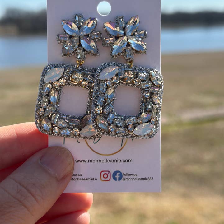 Aurora Clear Gem Dangle Earrings for wholesale by Mon Belle Amie