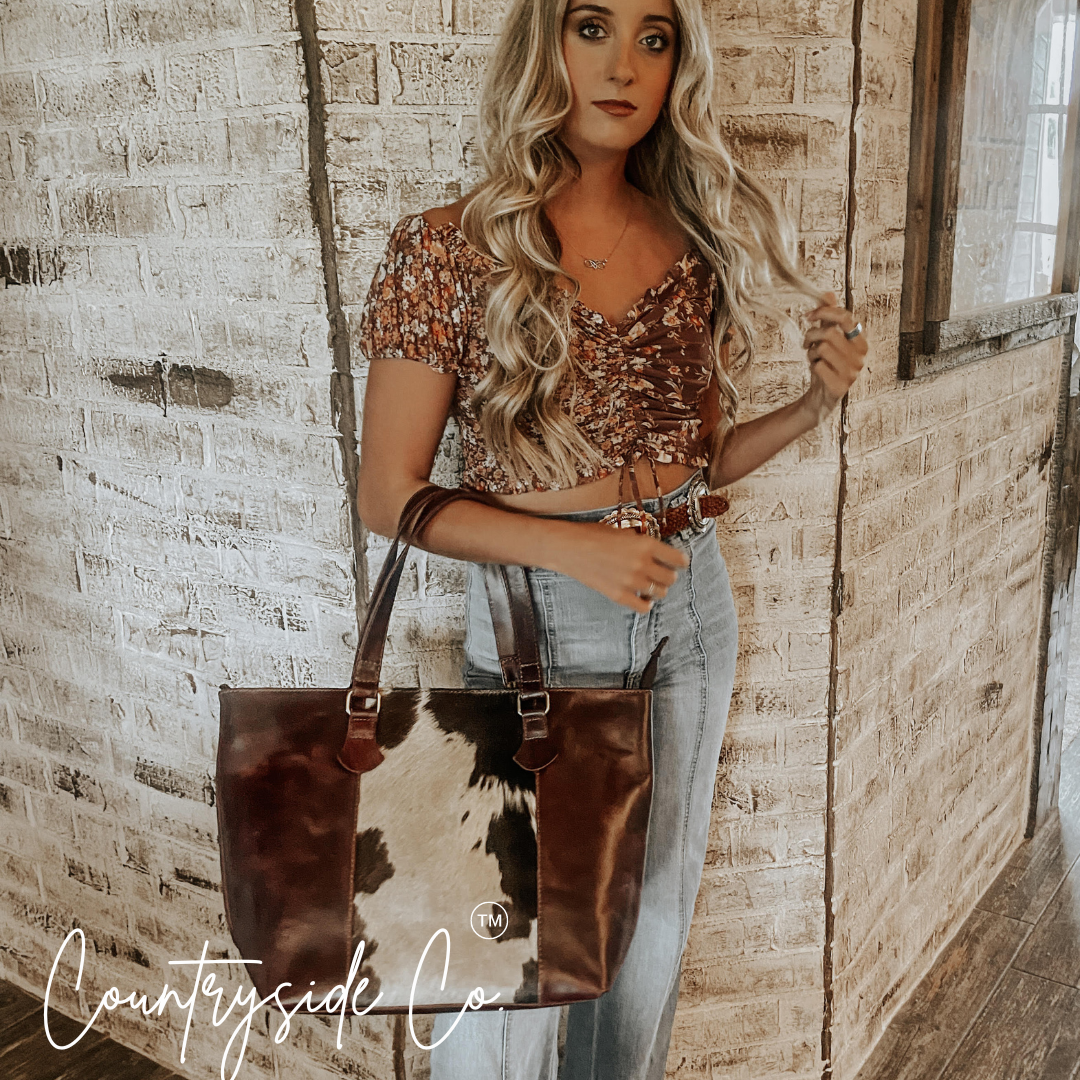 Texas Western Cowhide Bags and More - Vente Tote bag – femme - Jane Sac Cabas Tout Cuir, sac pour ordinateur portable, Sac à Main6