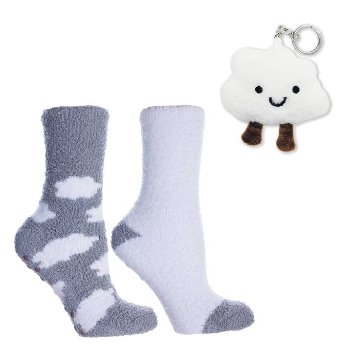 3 Pairs Fluffy Cloud Lavender & Shea Butter Socks - Grey for wholesale by MinxNY